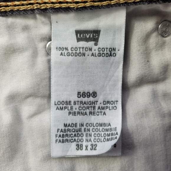 Retro Levi's Black 569 Loose Straight Jeans size 38 - Picture 14 of 16